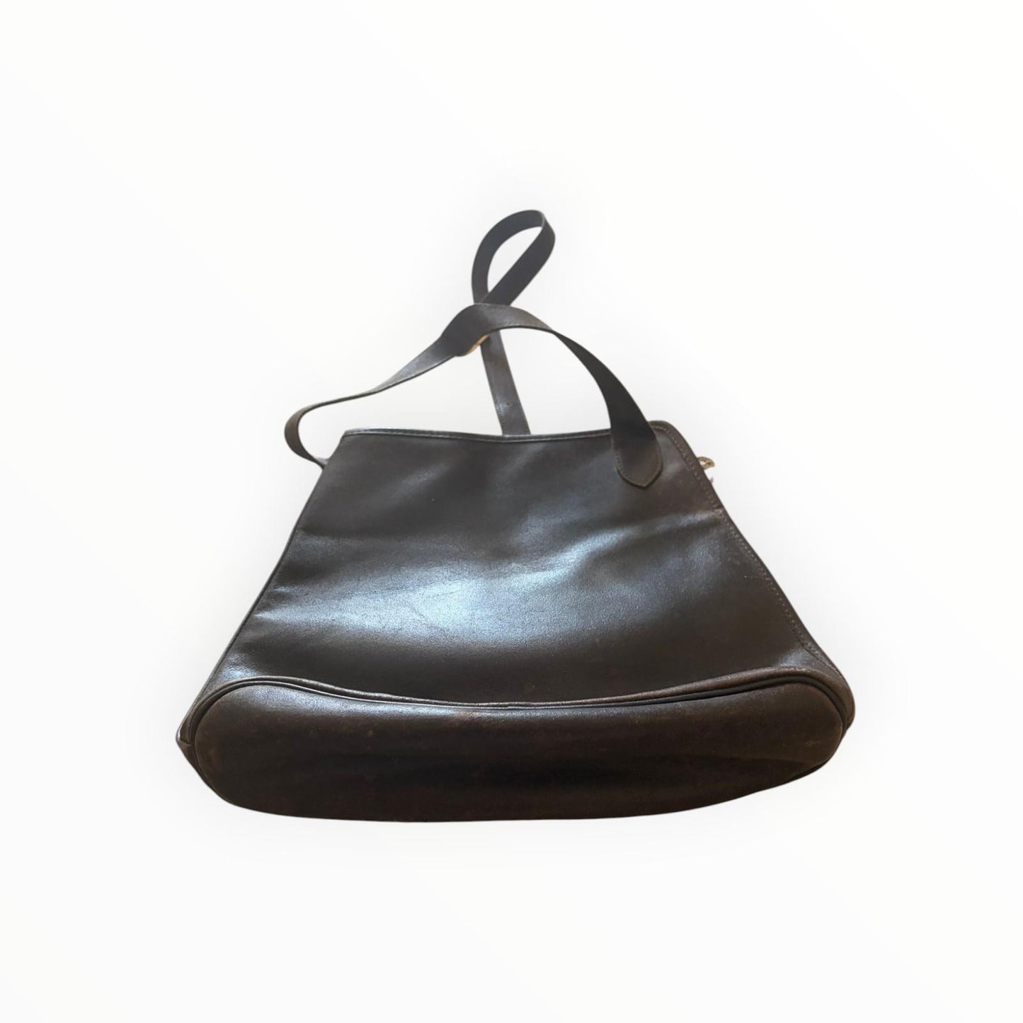 Longchamp Vintage 90er Umhängetasche — Braunes Leder — Goldfarbene Hardware
