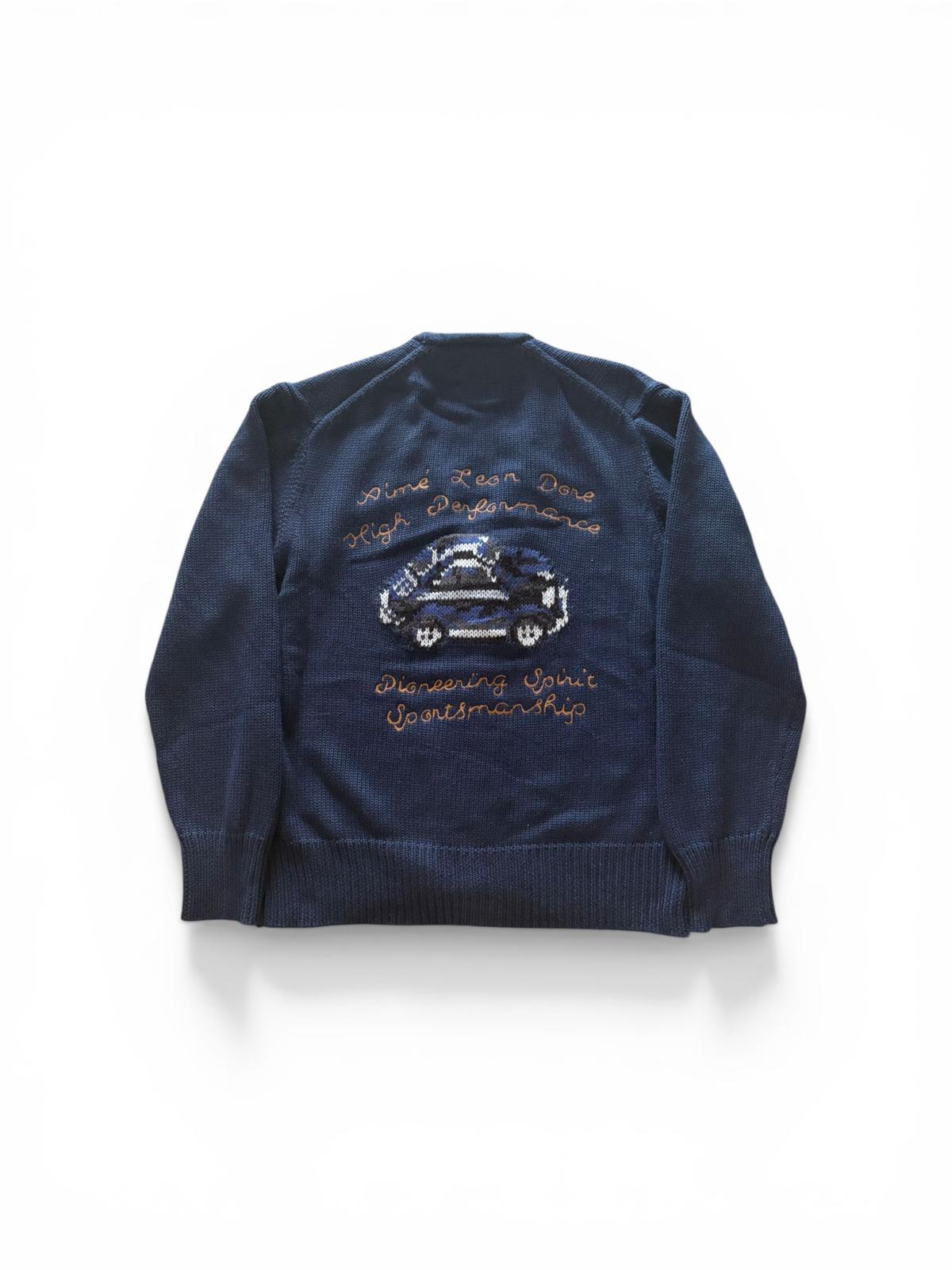 Cardigan en maille Aimé Leon Dore x Porsche — Bleu marine — Broderie dorée — Taille L