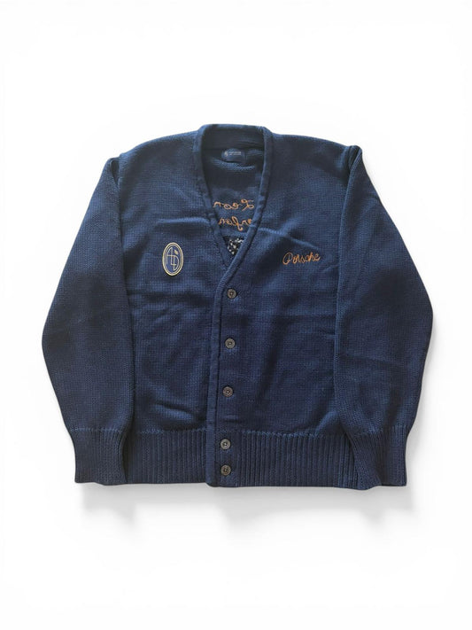 Aimé Leon Dore x Porsche Strickjacke – Marineblau – Goldstickerei – Größe L