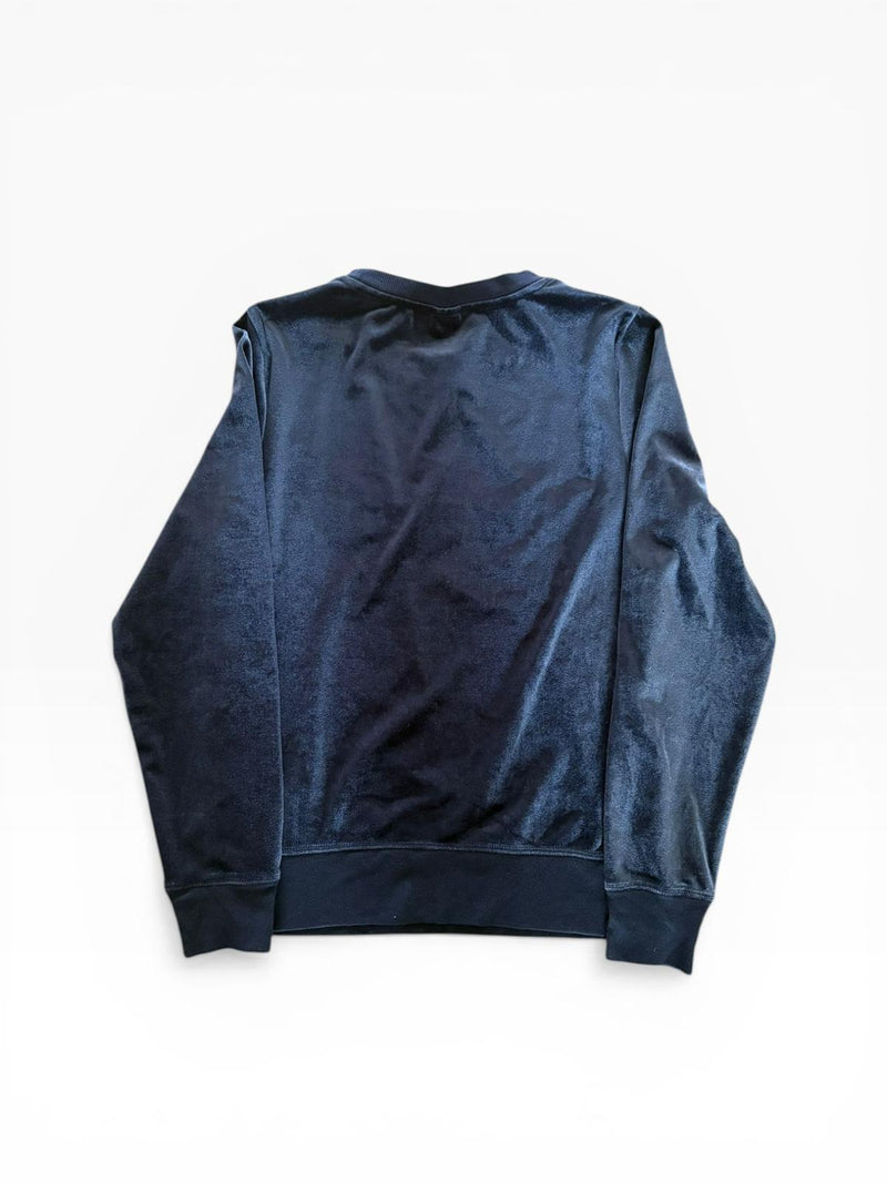 Calvin Klein Sleepwear Navy Velvet Sweatshirt — Tonal Logo — 92% Polyester — Size XS