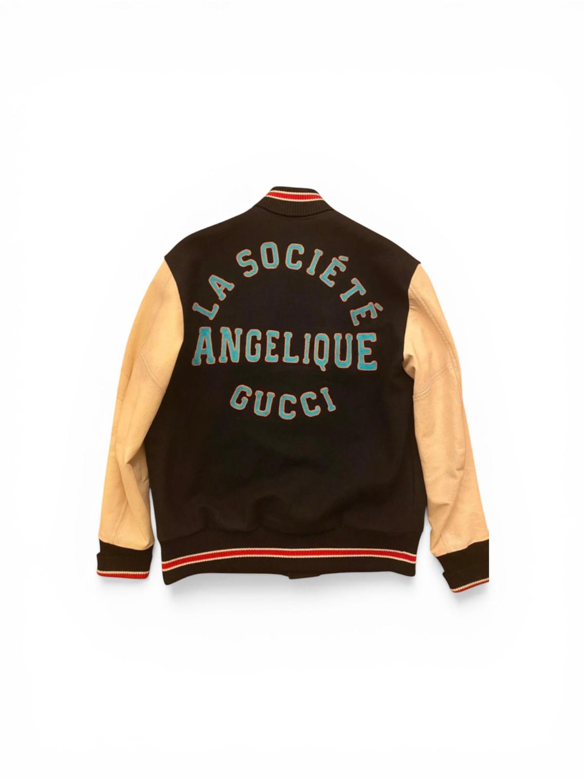 Gucci La Société Angélique Varsity Bomberjacke – Schwarz & Creme – Größe 50 (M/L) – Selten