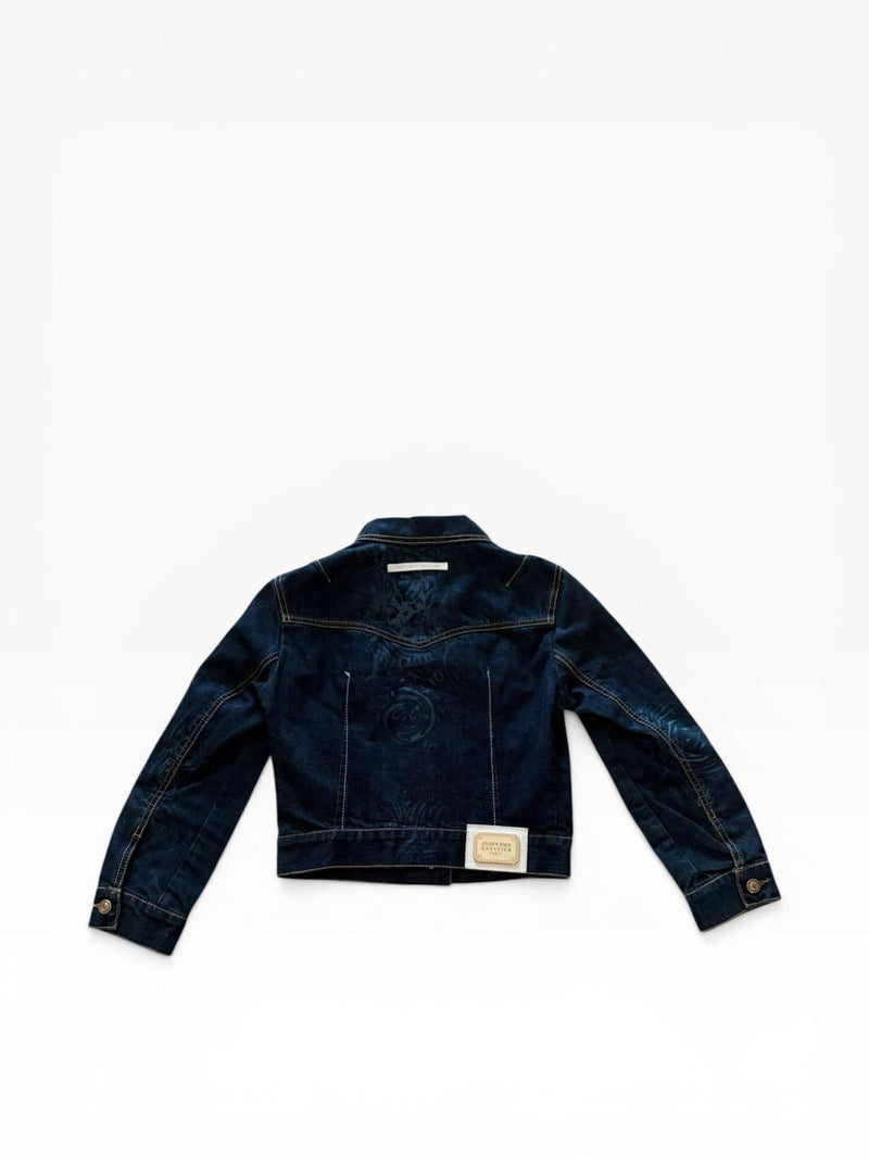Jean's Paul Gaultier Vintage Denim Jacket — Dark Blue Floral Print — 90s Archive Paris