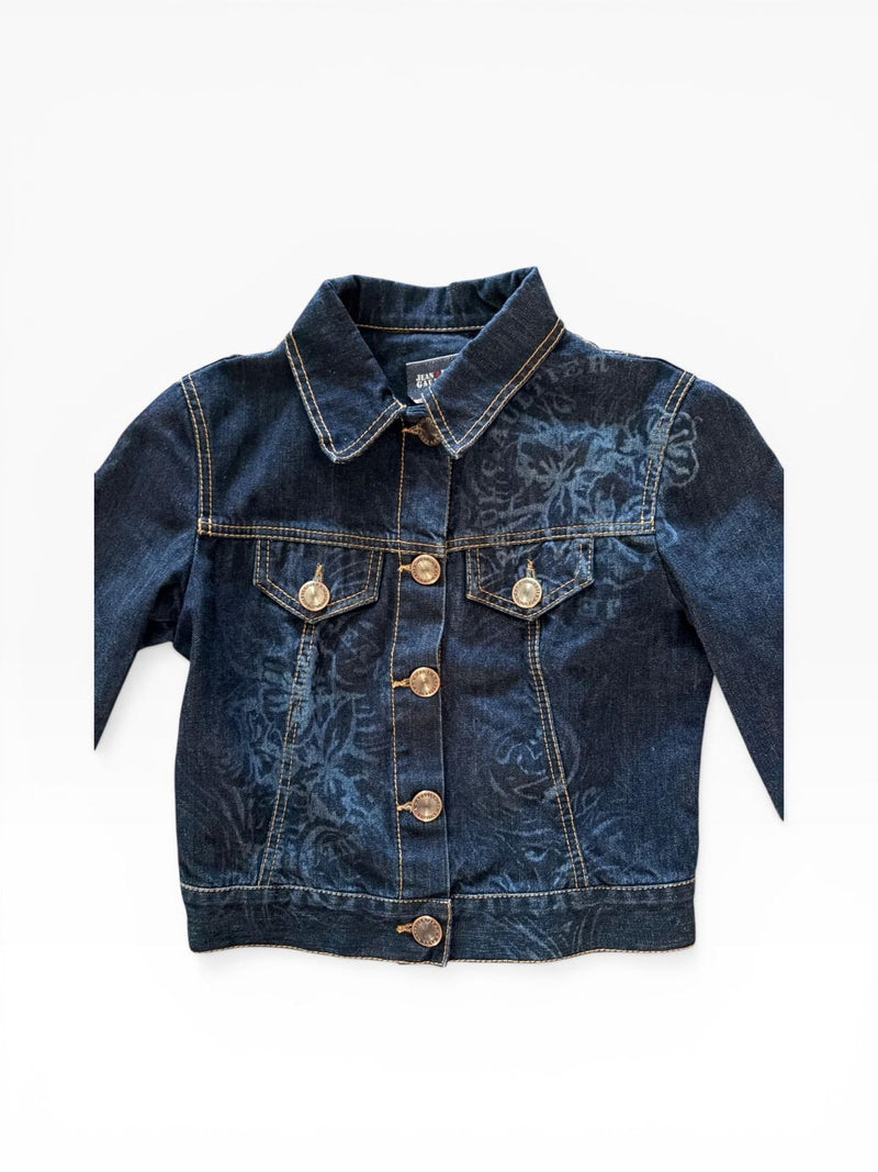Jean's Paul Gaultier Vintage Denim Jacket — Dark Blue Floral Print — 90s Archive Paris