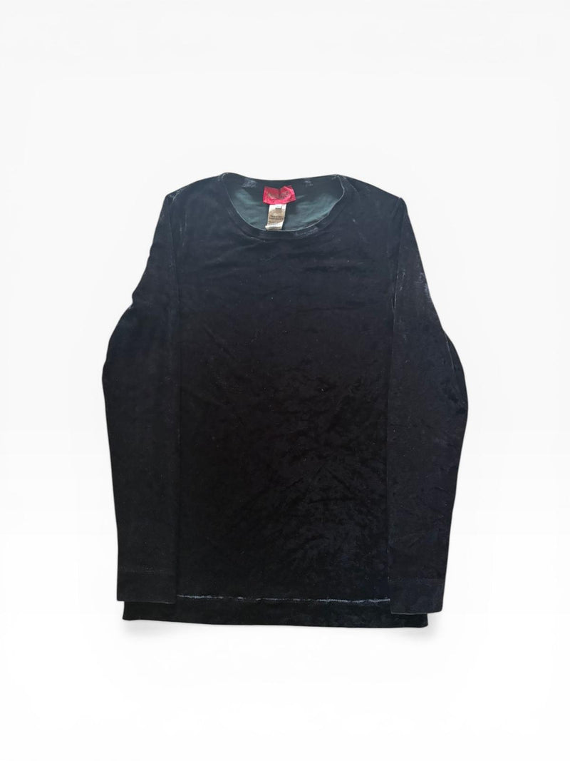Kenzo Paris Vintage Black Velvet Long Sleeve Top — 69% Acetate — Made in Italy — Size L