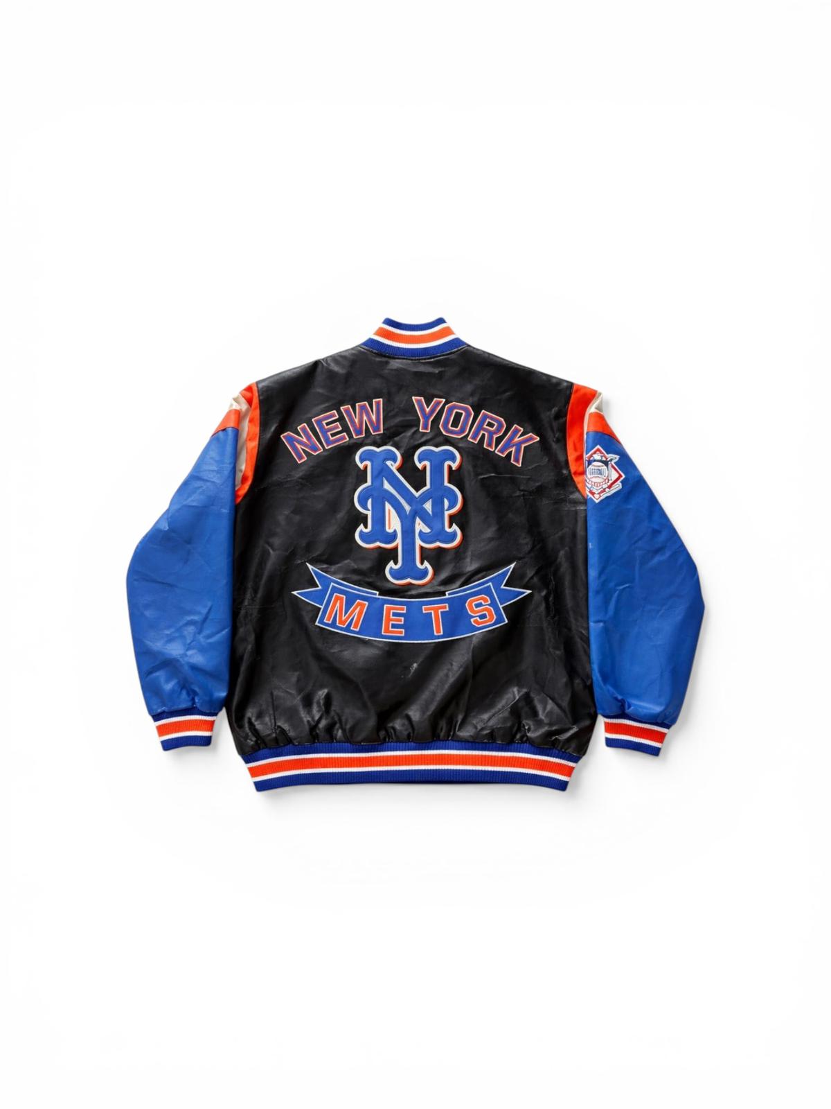New York Mets Vintage Leather Varsity Jacket Back Logo — Velours Luxury