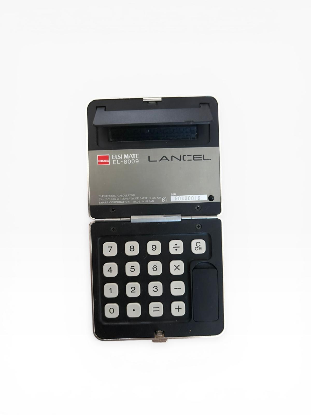 Sharp Elsi Mate EL-8009 x Lancel Paris — Vintage Pocket Calculator — Made in Japan — Original Pouch